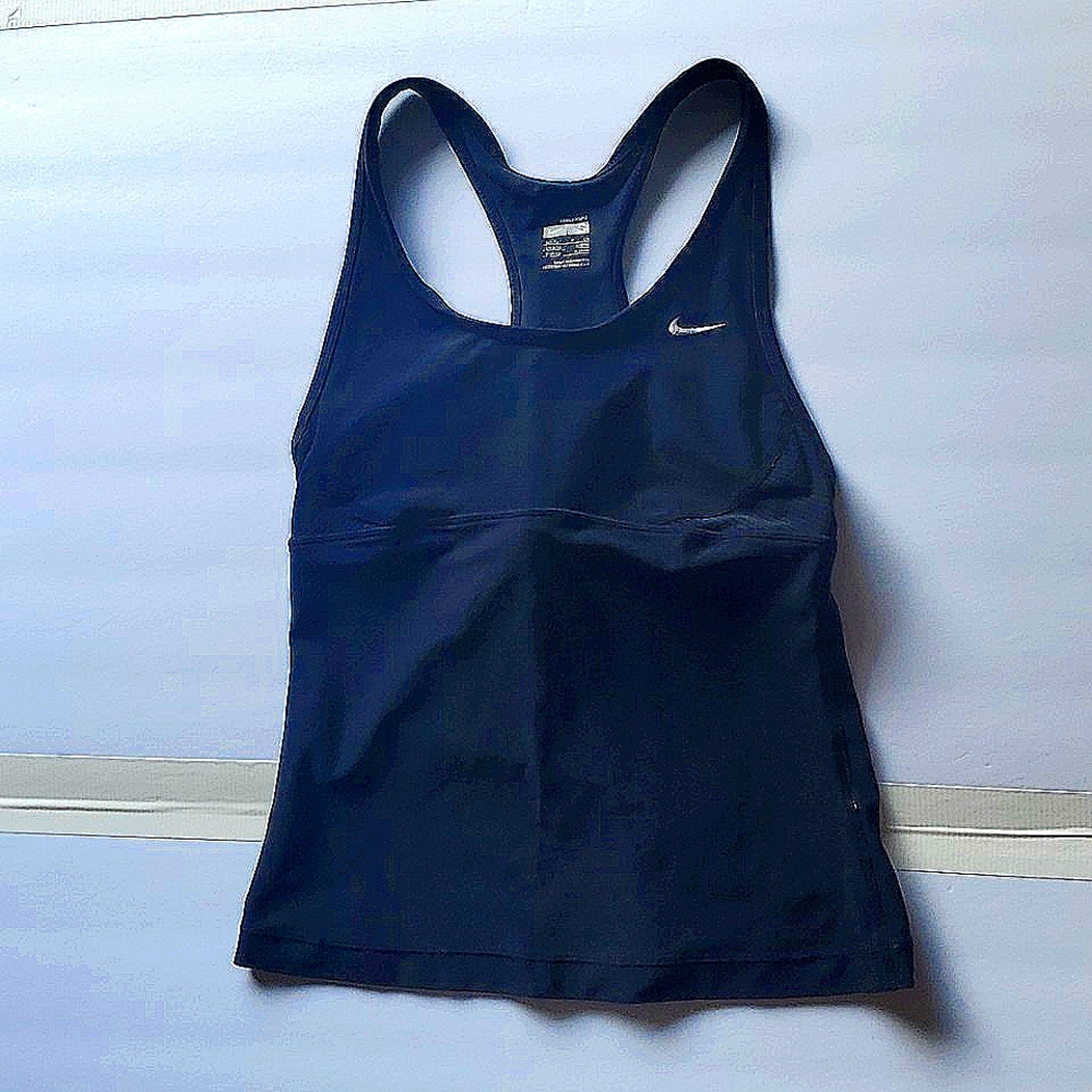 NIKE COMPRESSION BUILT-IN BRA w Cup Lift! Size Small FIT DRY Black Super Flatter